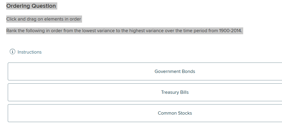 correct order Ordering Question Click and drag on