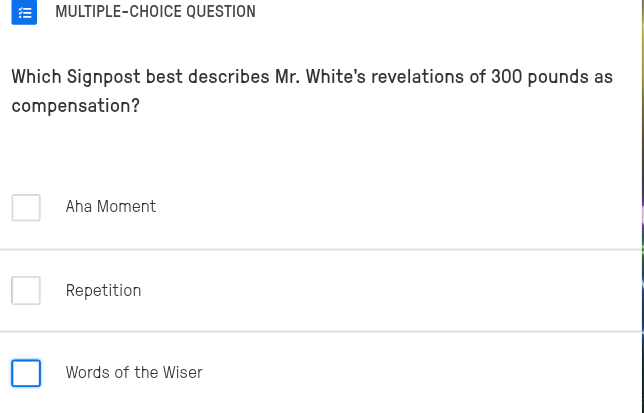 answer | MULTIPLE-CHOICE QUESTION Which Signpost
