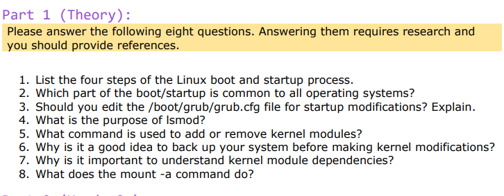 answer all questions in screenshot Part 1