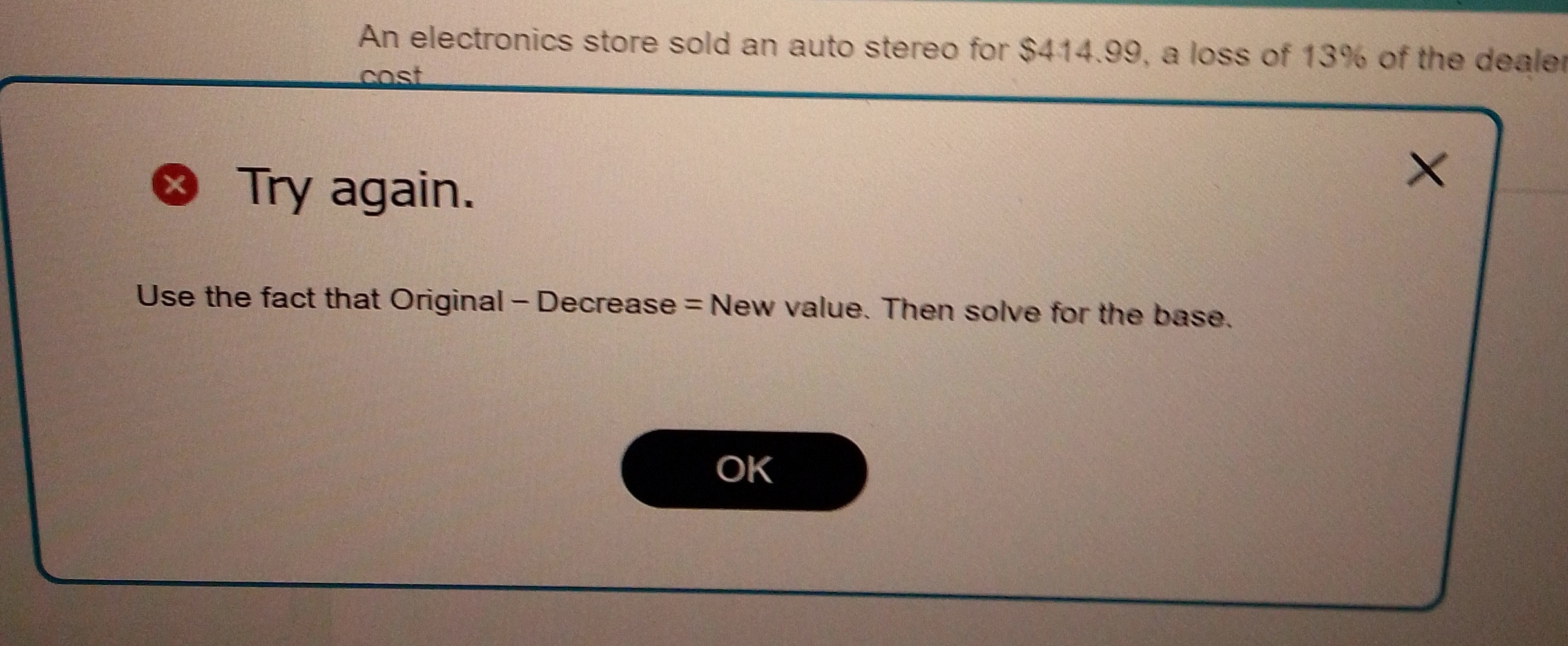 An electronics store sold an auto stereo for
