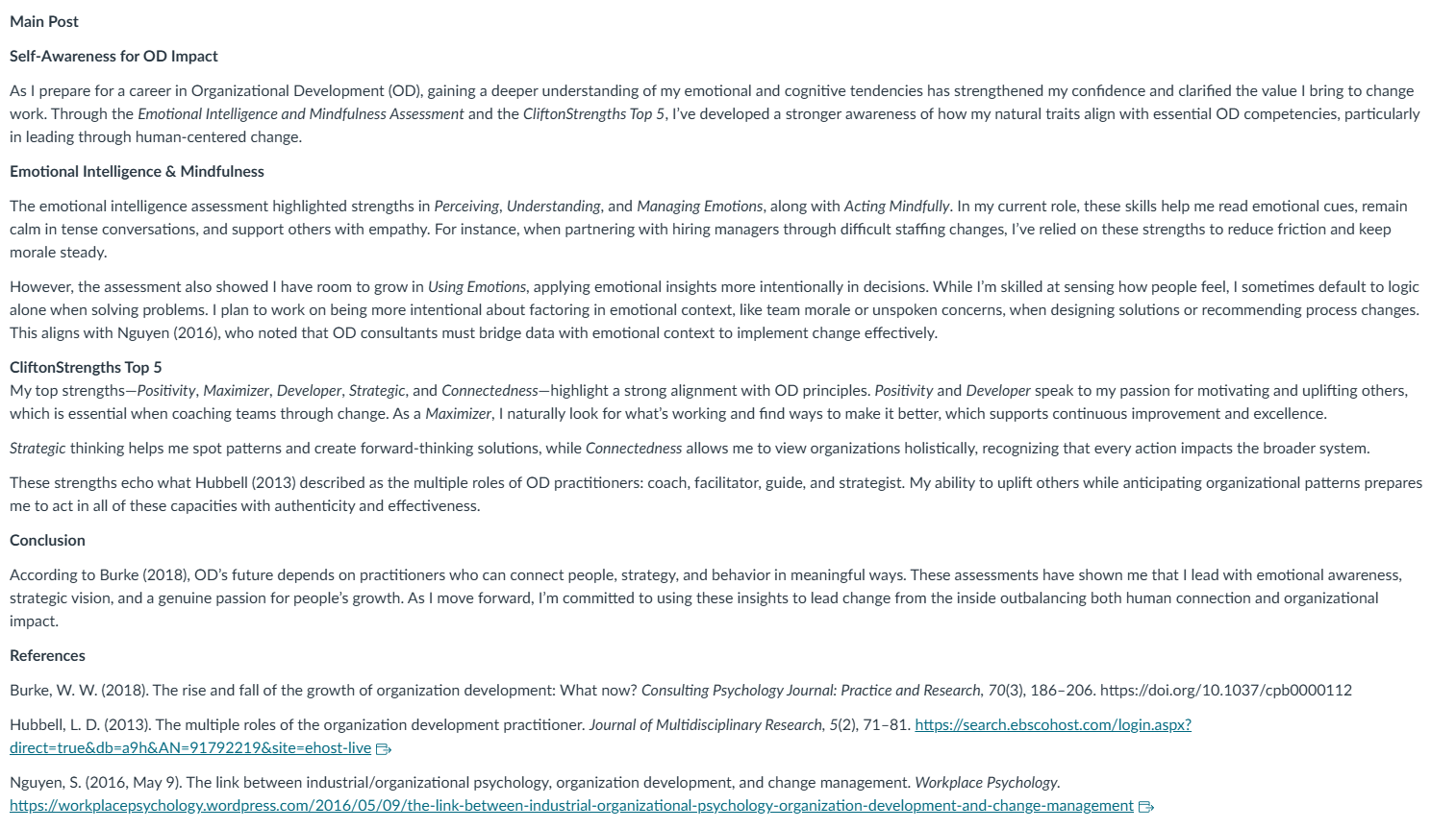 respond to this dicussion post by processing