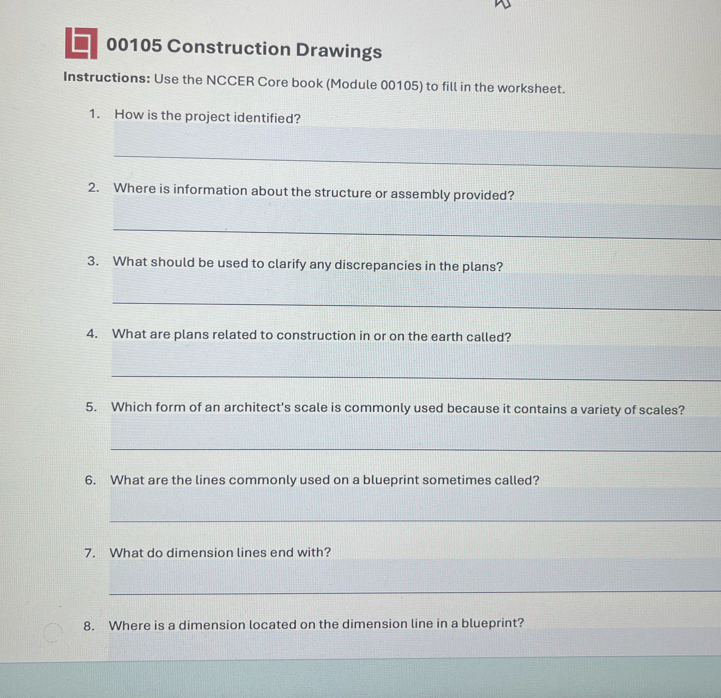 o0105 Construction Drawings Instructions: Use the