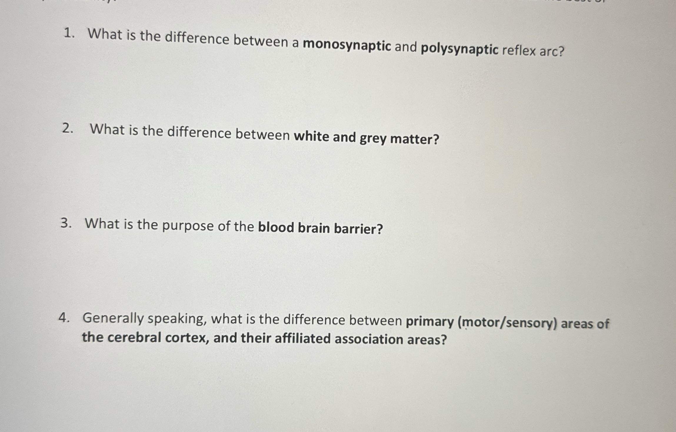 1. What is the difference between a monosynaptic
