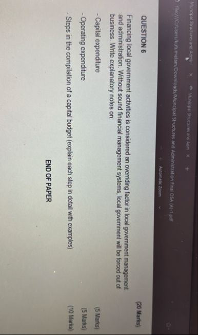 Muncyal Structures and Adrir Munic pal Structures