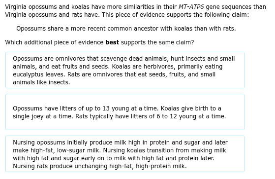 answer Virginia opossums and koalas have more