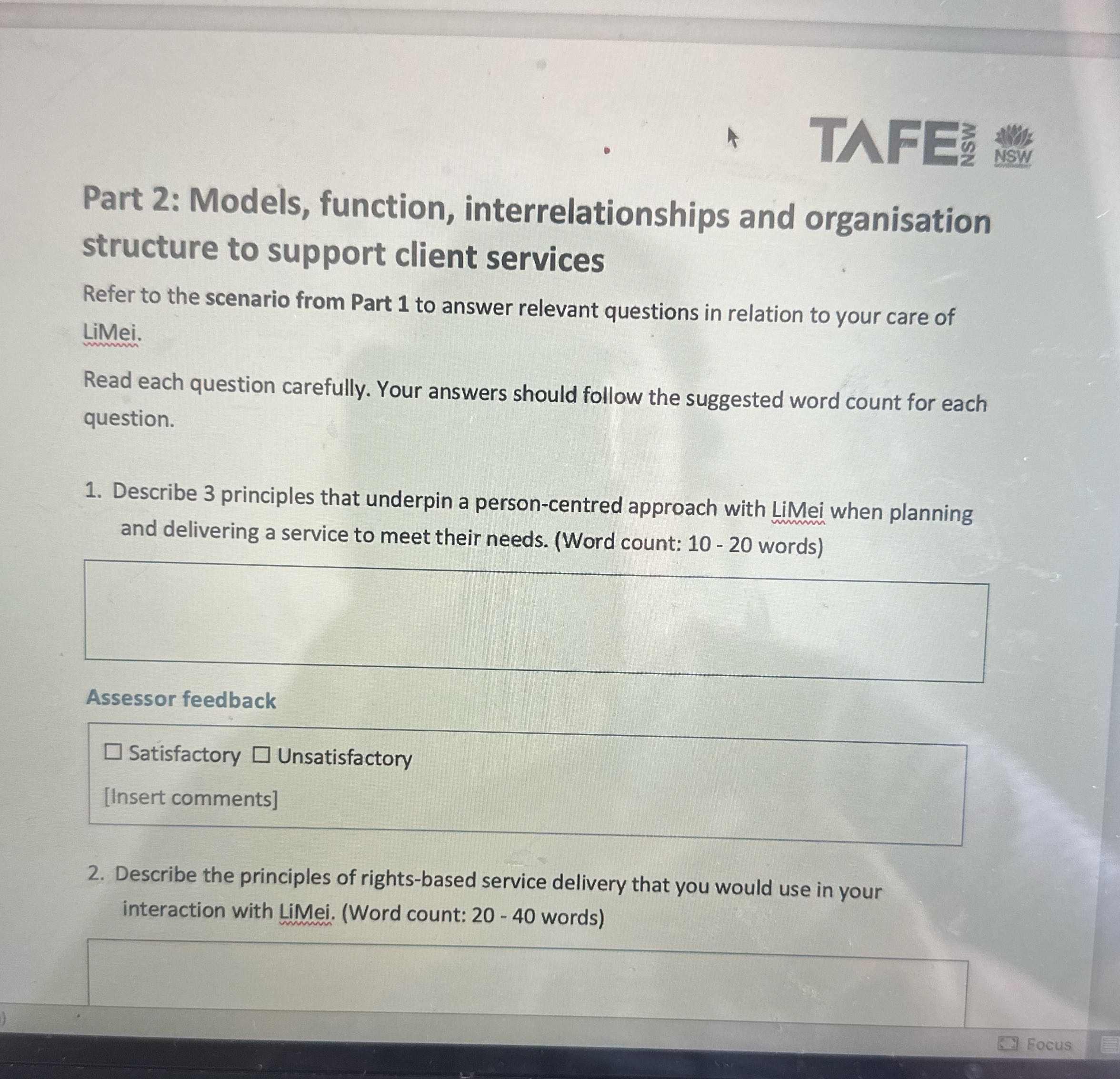 TAFE Part 2: Models, function, interrelationships
