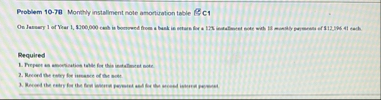 Problem 1 0 - 7 B Monthly installment note
