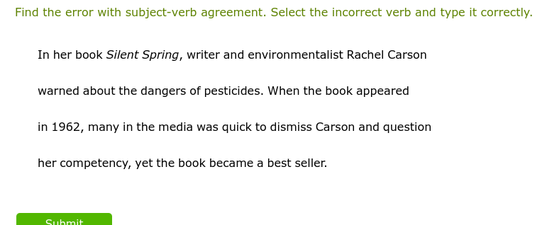 samething Find the error with subject-verb