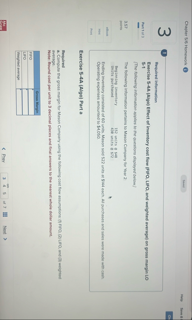 Chapter 5 / 6 Homework ( i ) Melp Sawe 5 2 Part 1