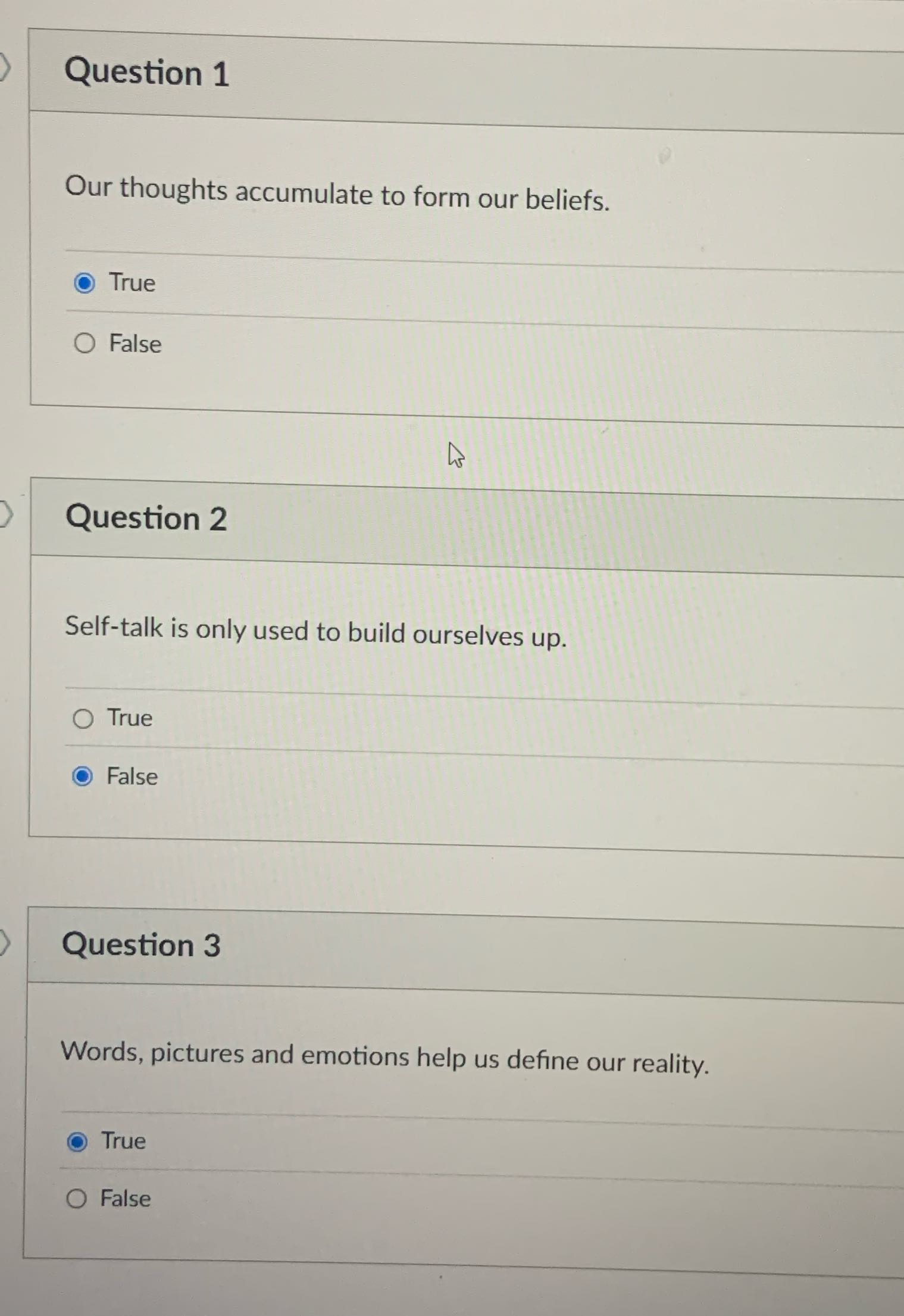 Reviews answer Question 1 Our thoughts accumulate