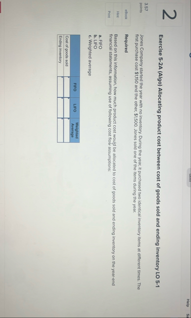 2 Exercise 5 - 2 A ( Algo ) Allocating product