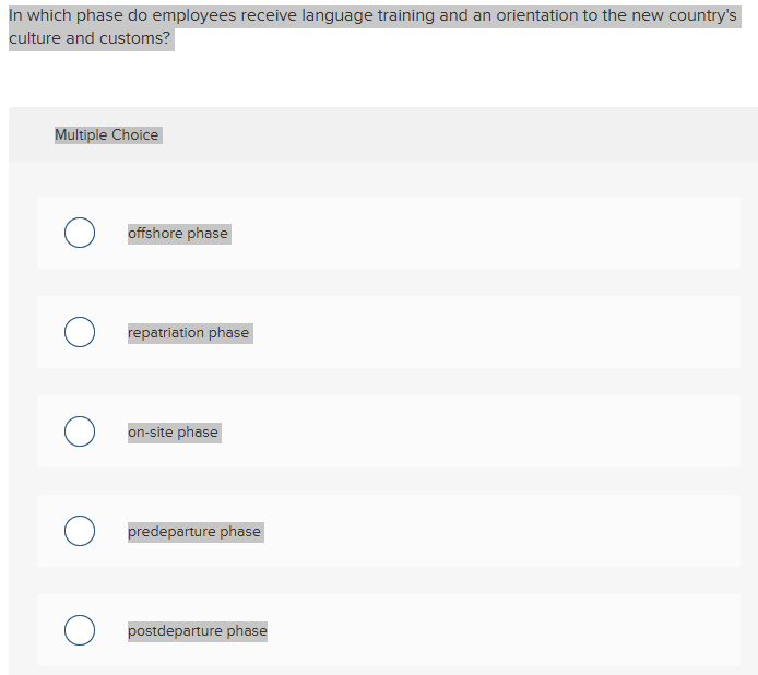 ANSWER In which phase do employees receive