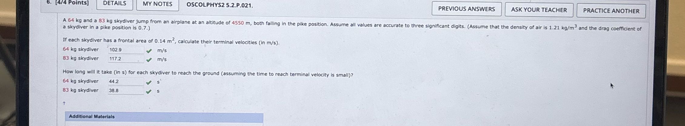 6. [4/4 Points] DETAILS MY NOTES | OSCOLPHYS2