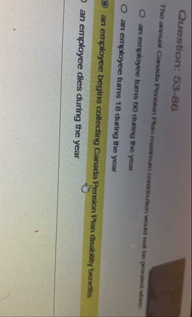 Question: 5 3 - 8 6 The annux Canacta Persion