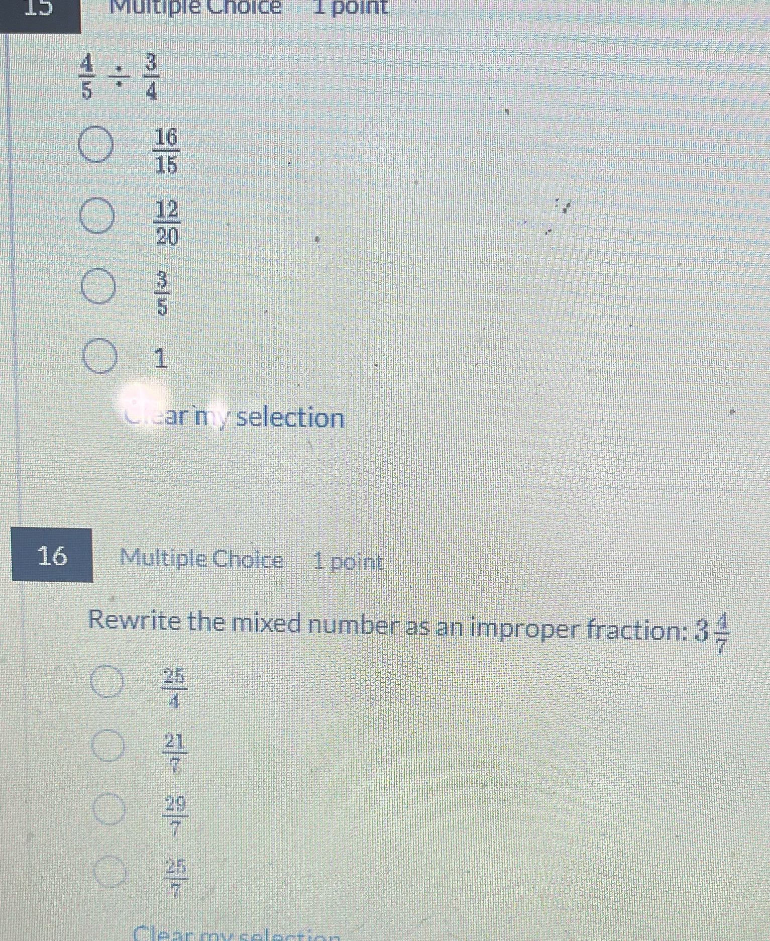 CT Multiple Choice 1 point OOOO Clear my