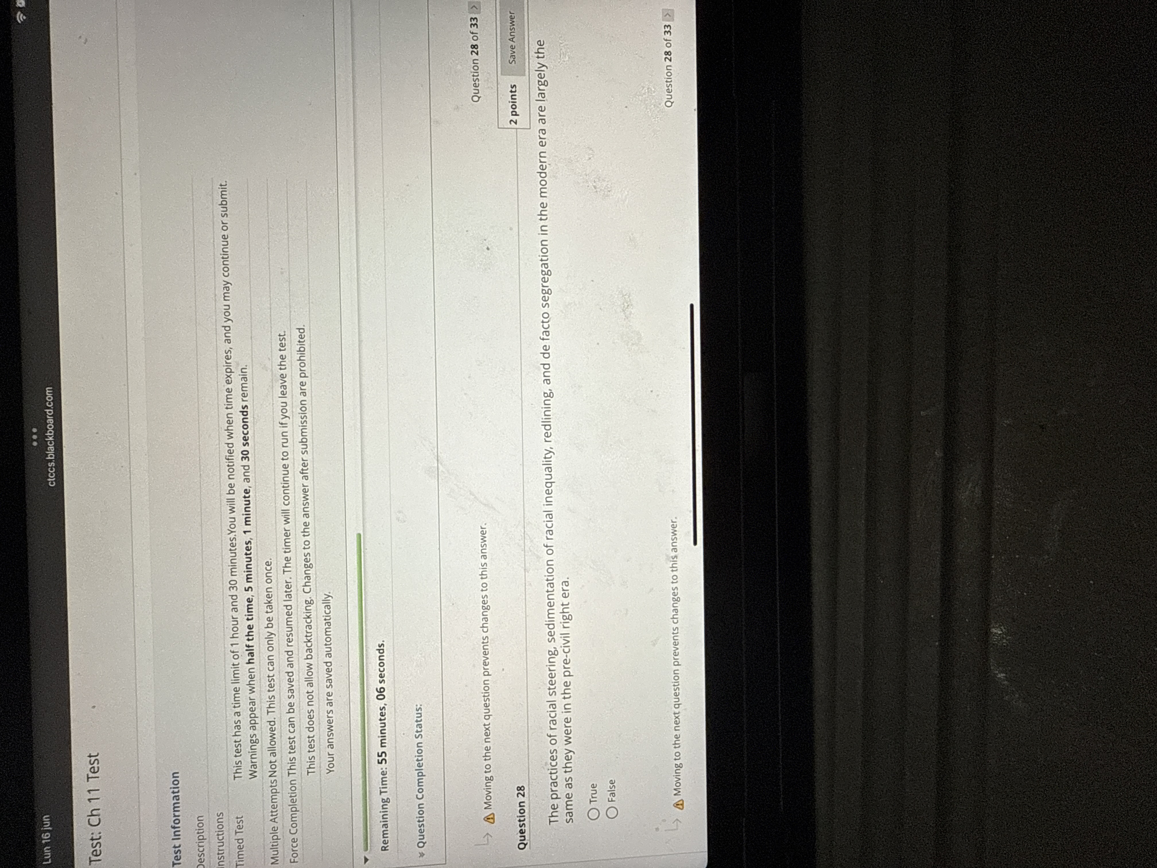 J Lun 16 jun ctccs.blackboard.com Test: Ch 11