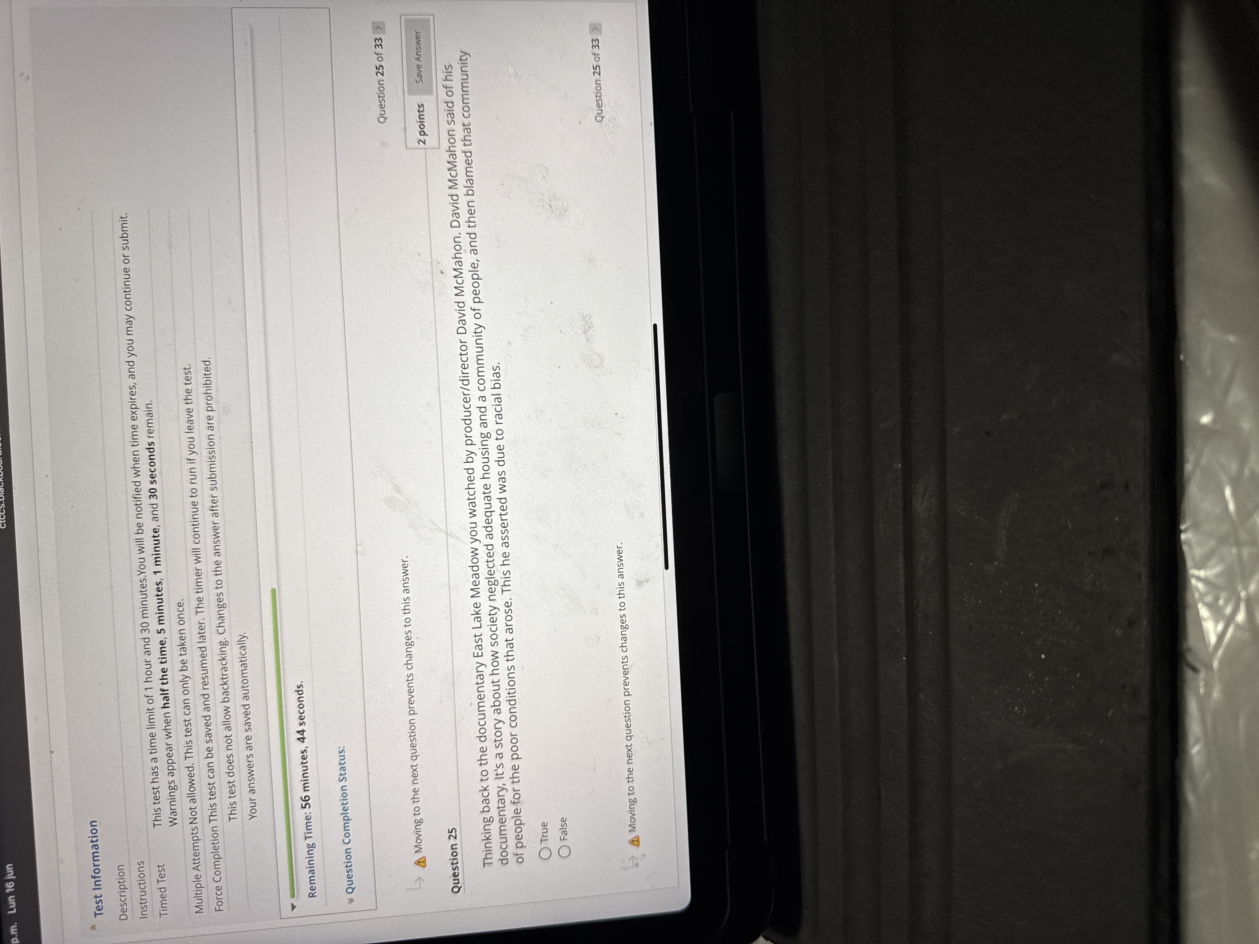 B p.m. Lun 16 jun *Test Information Description