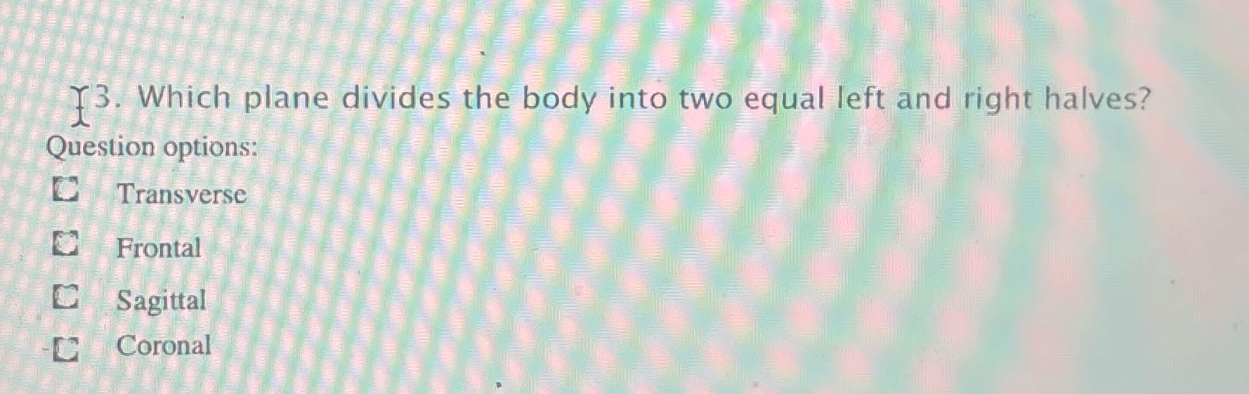 73. Which plane divides the body into two equal