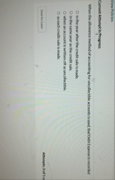 View Policies Current Attempt in Progress When