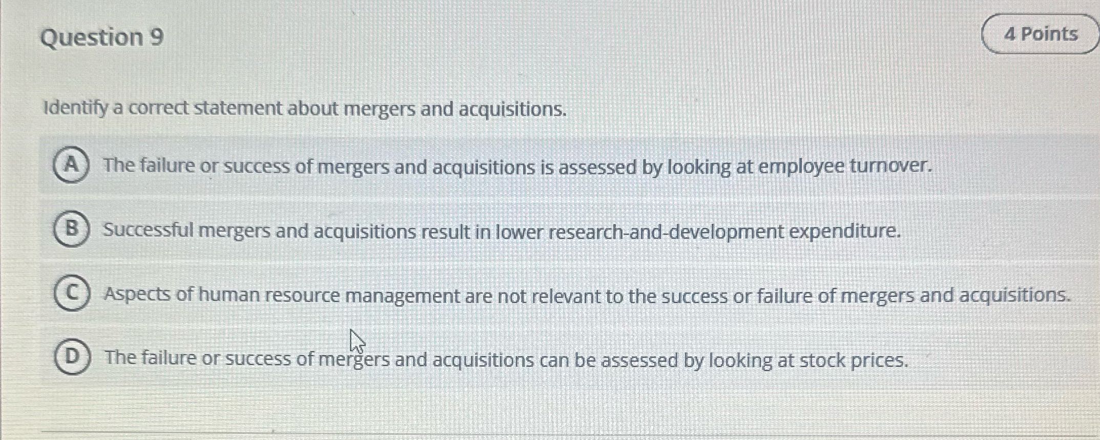 Question 9 4 Points Identify a correct statement