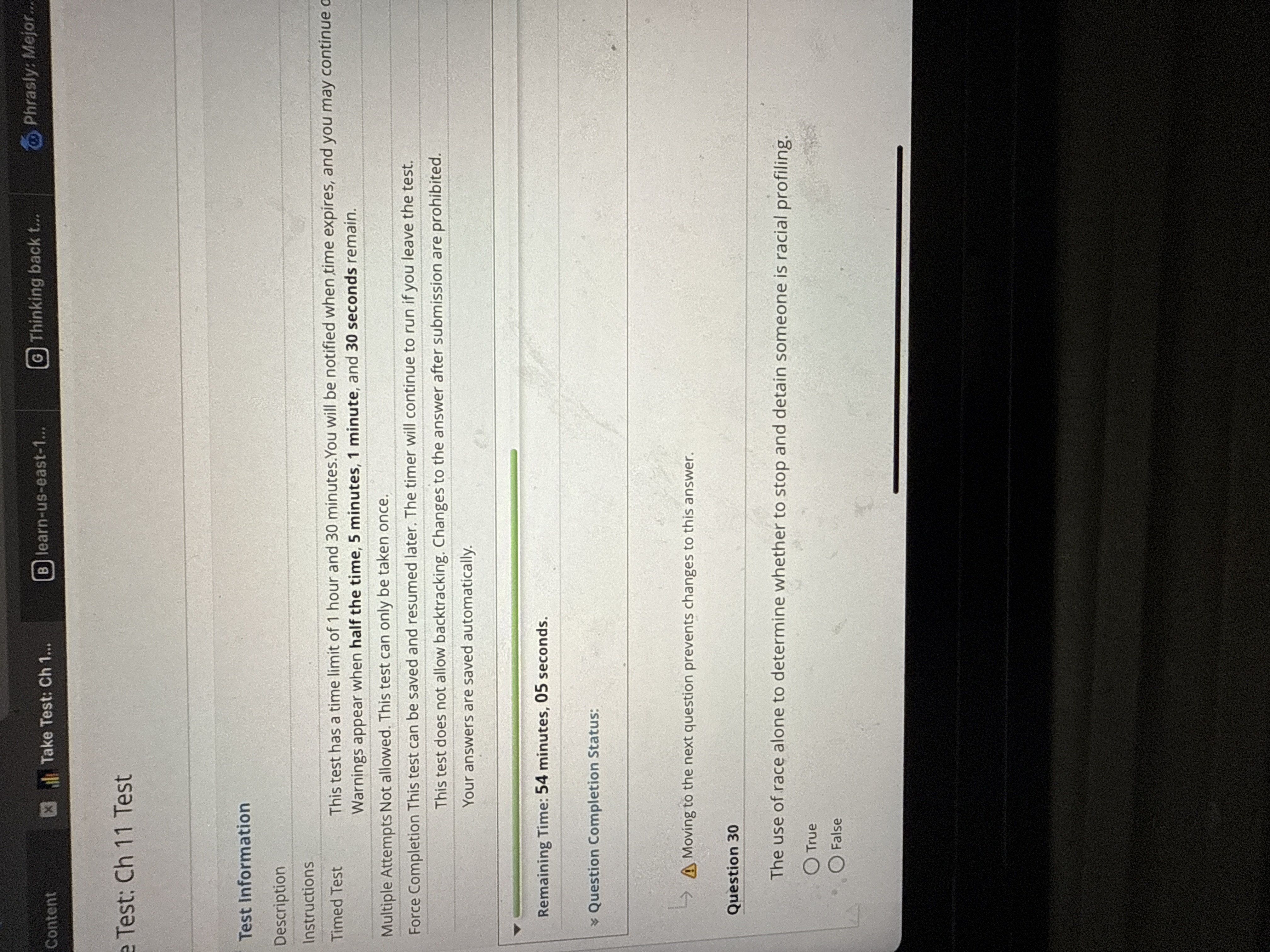 N Content x Take Test: Ch 1... B