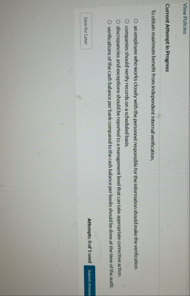 View Policies Current Attempt in Progress To