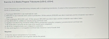 Exercise 3 - 2 ( Stetic ) Prepere T - Accounts [