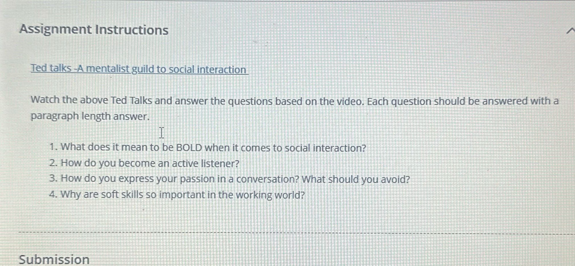 Assignment Instructions Ted talks -A mentalist