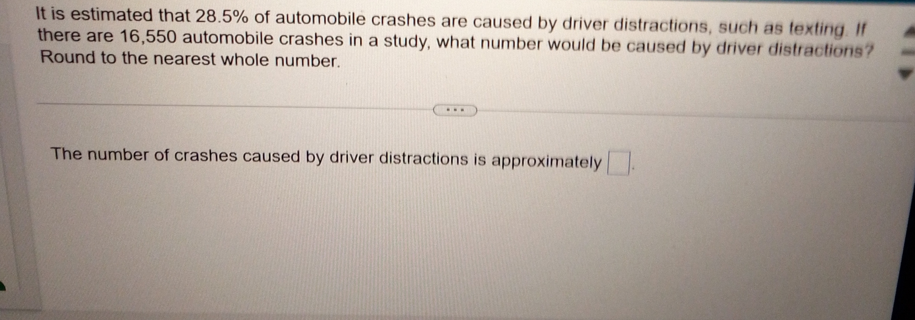 It is estimated that 28.5% of automobile crashes