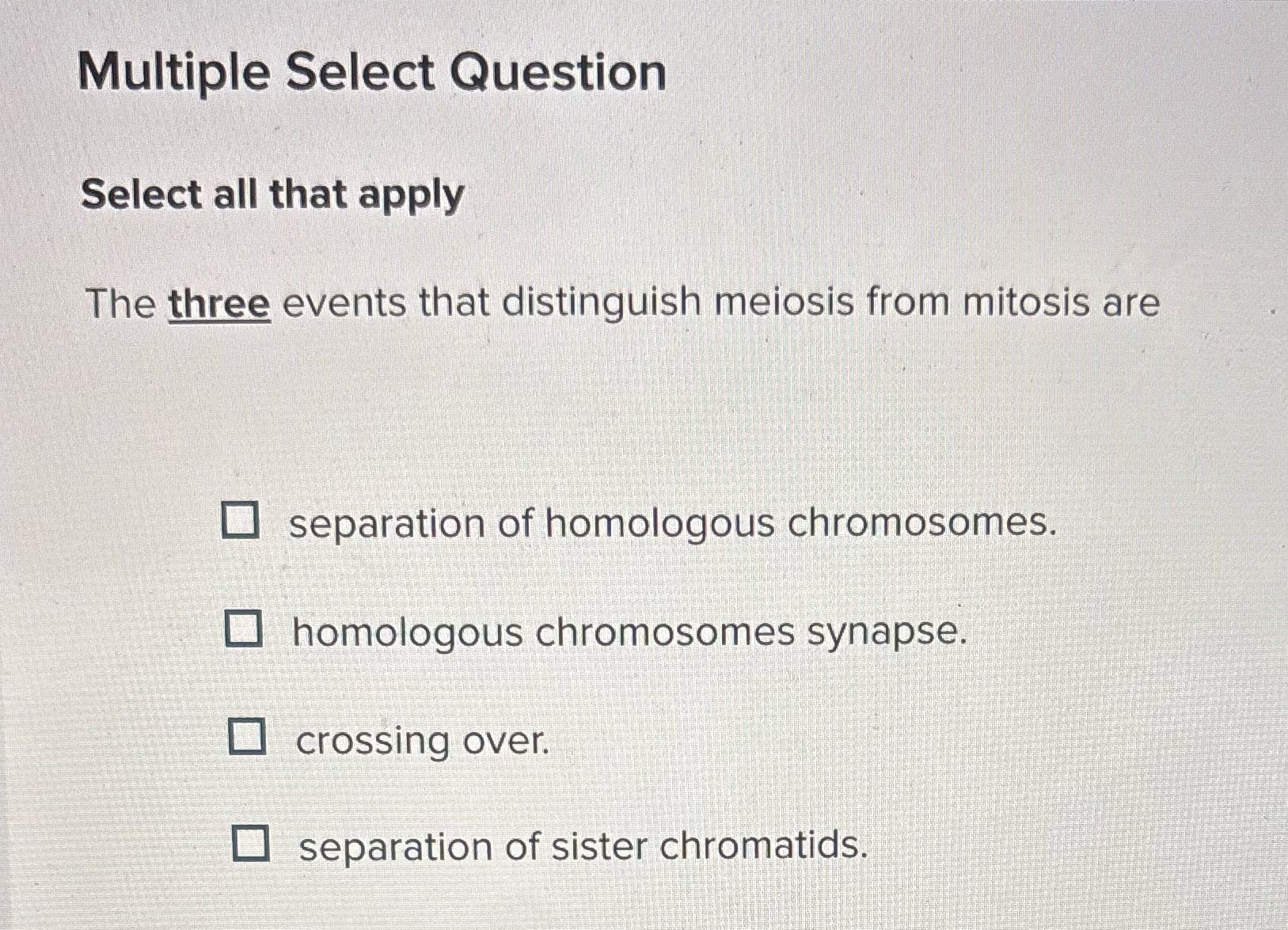 Multiple Select Question Select all that apply