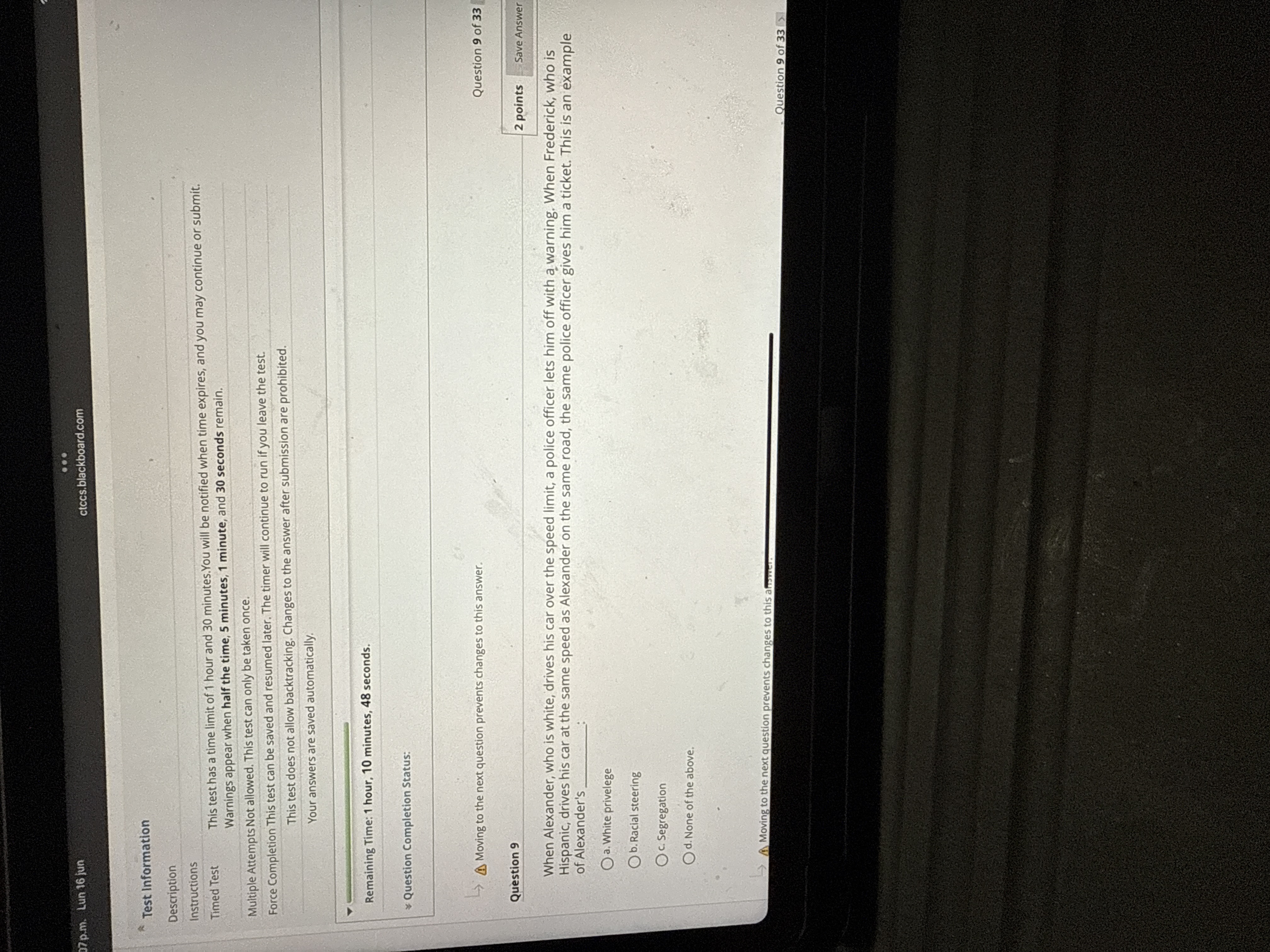 U 7 p.m. Lun 16 jun ctccs.blackboard.com Test