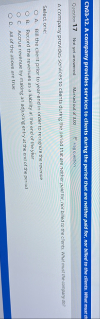 Ch 0 3 - 1 2 . A company provides services to