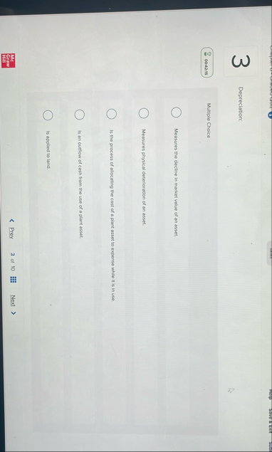 3 Depreciation: 6 0 . 4 2 . 7 5 Multiple Choice
