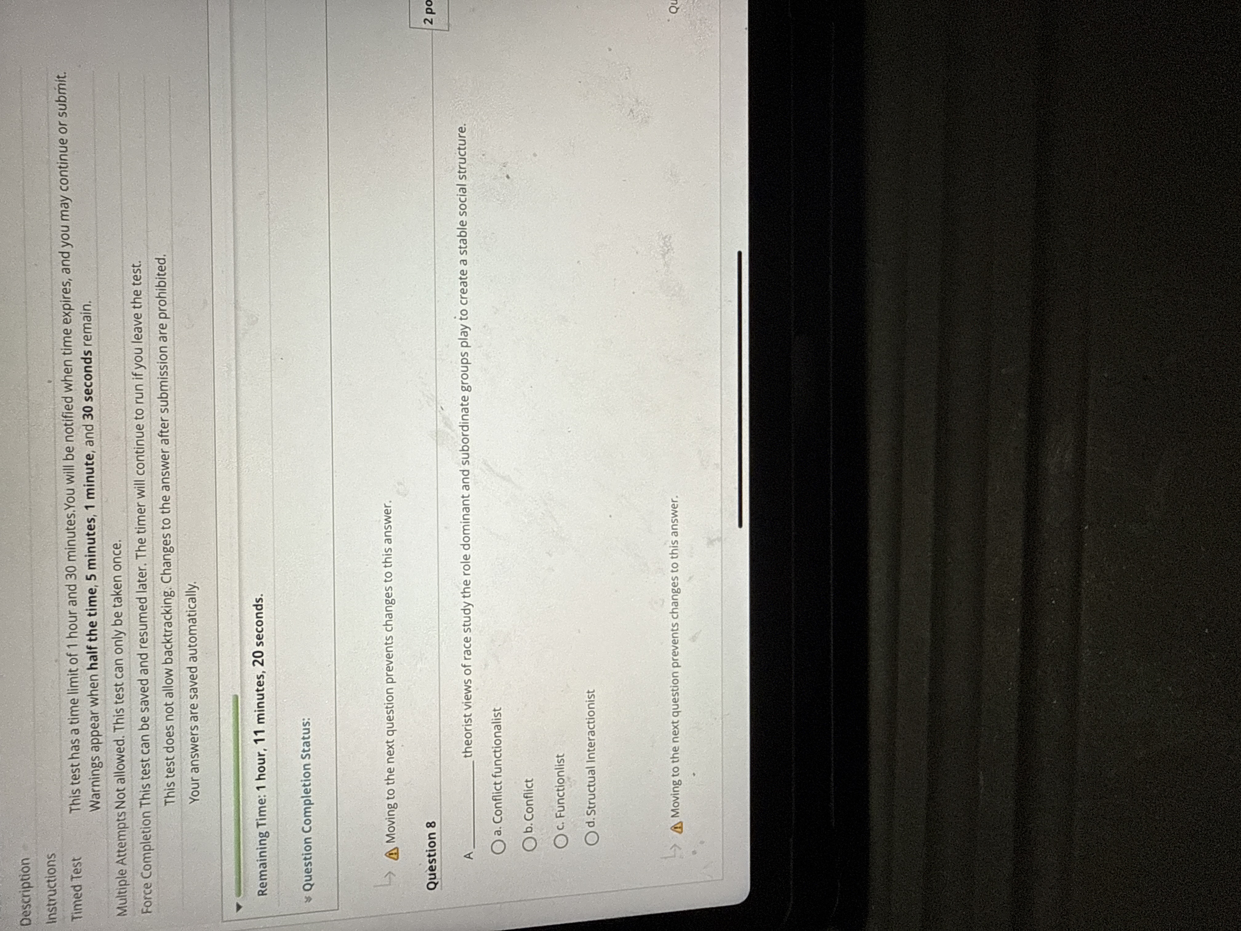 U Description Instructions Timed Test This test