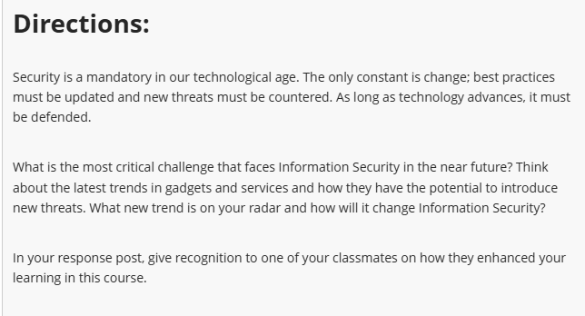 Directions: Security is a mandatory in our