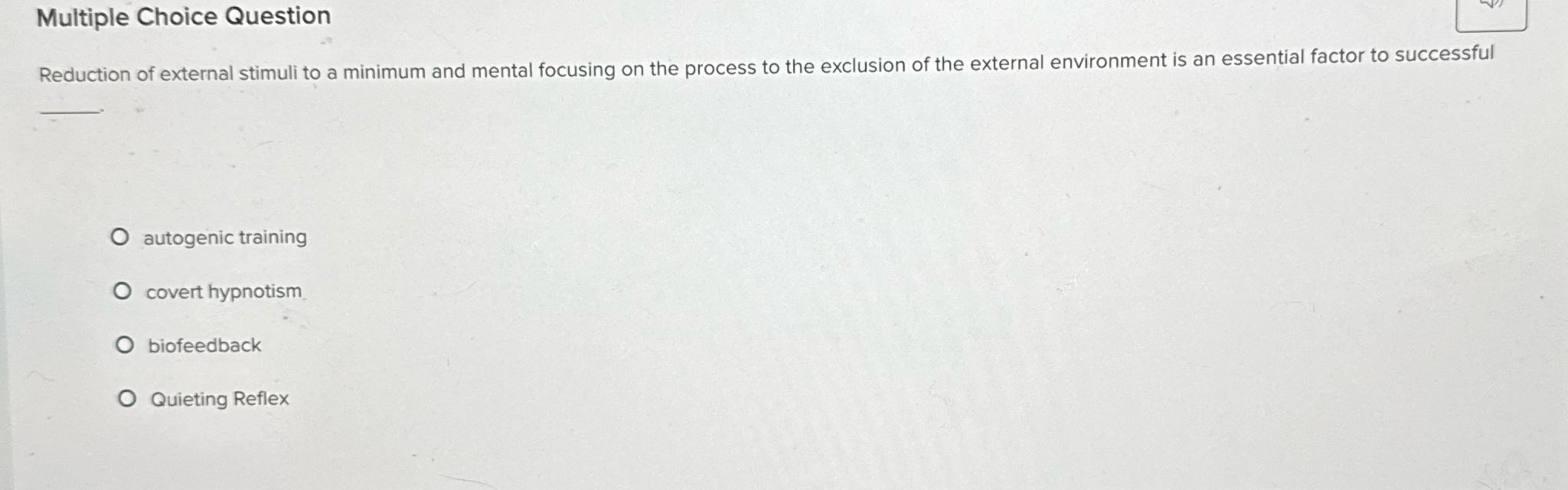 Multiple Choice Question Reduction of external