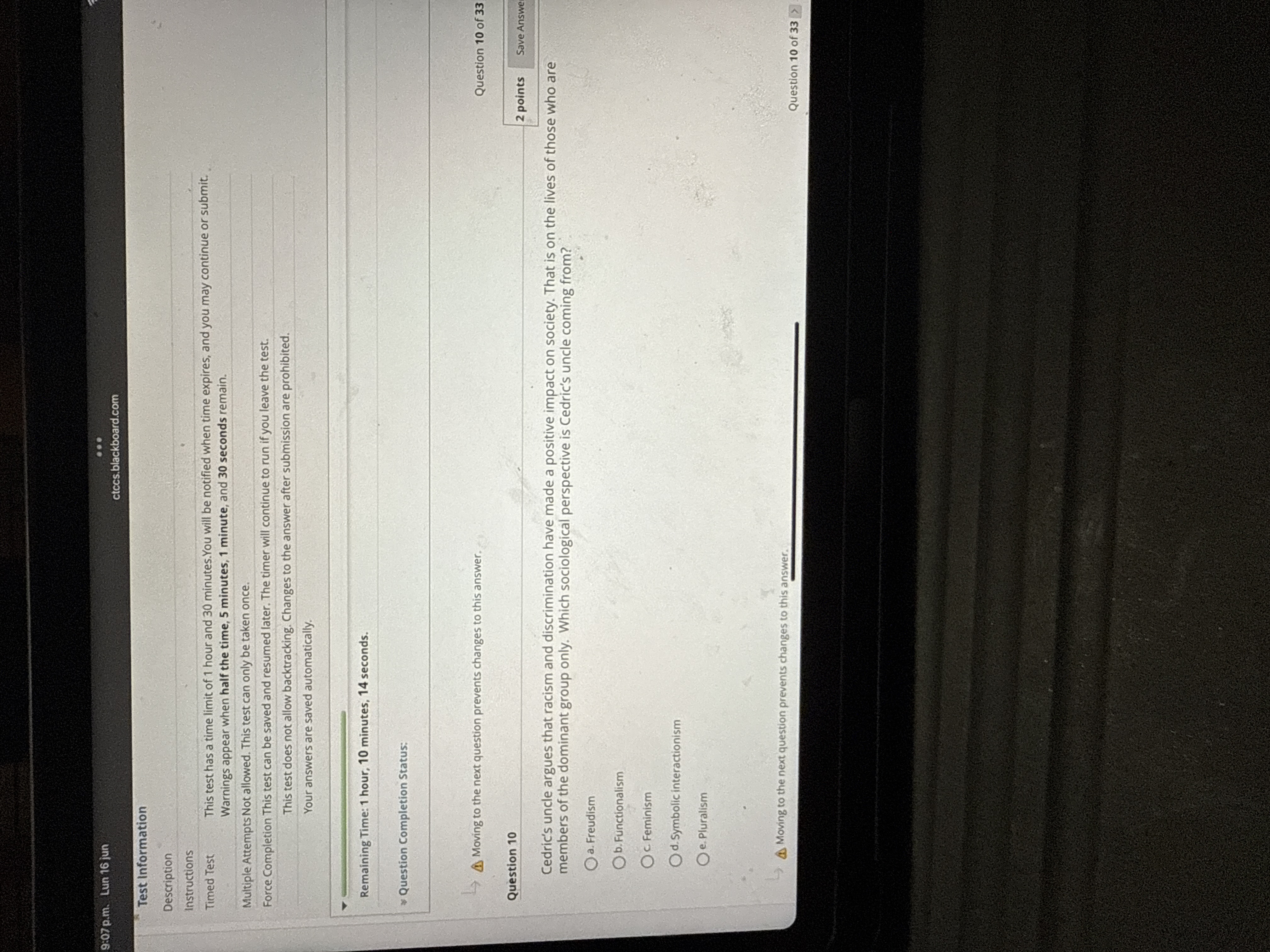 B 9:07 p.m. Lun 16 jun ... ctccs.blackboard.com