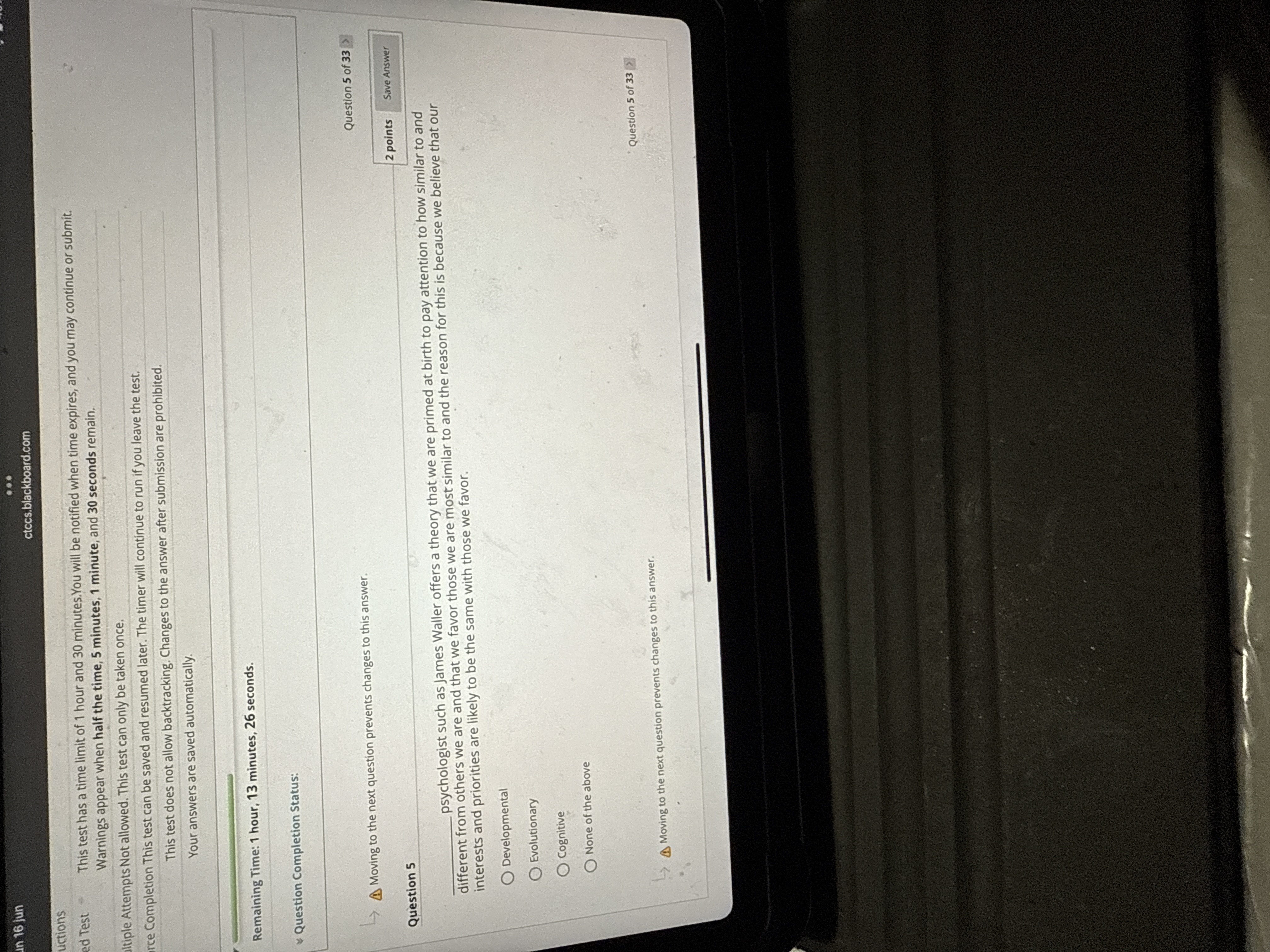 H un 16 jun ctccs.blackboard.com uctions d Test