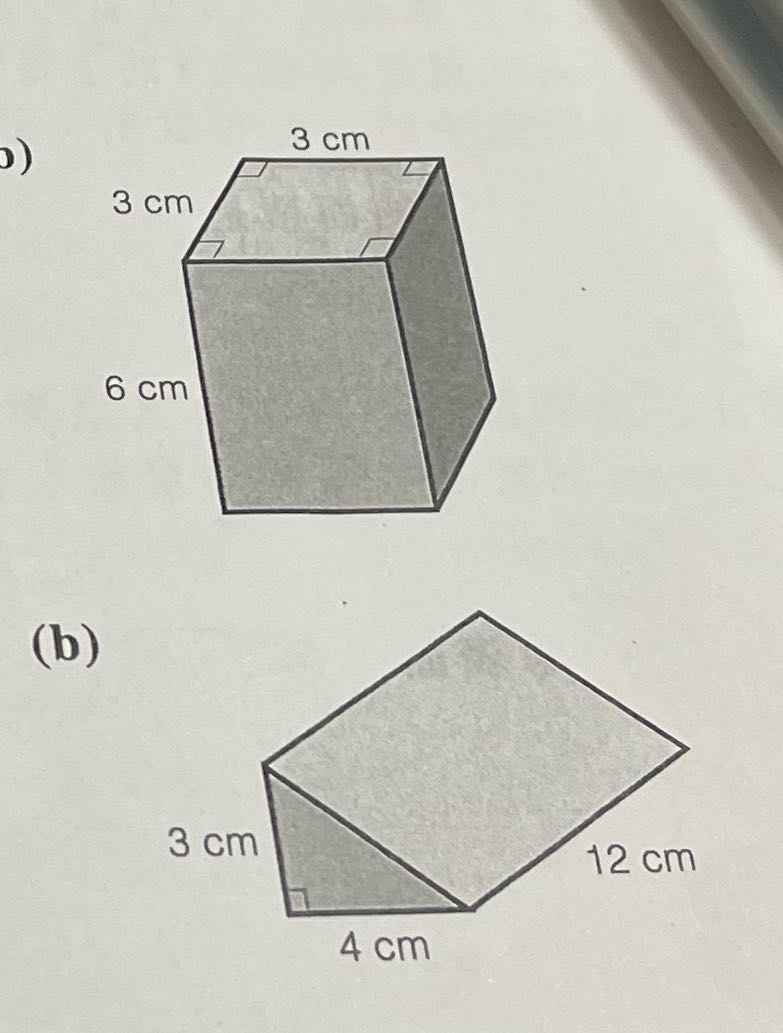 ????????? 3 cm 3 cm 6 cm (b) 3 cm 12 cm 4 cm