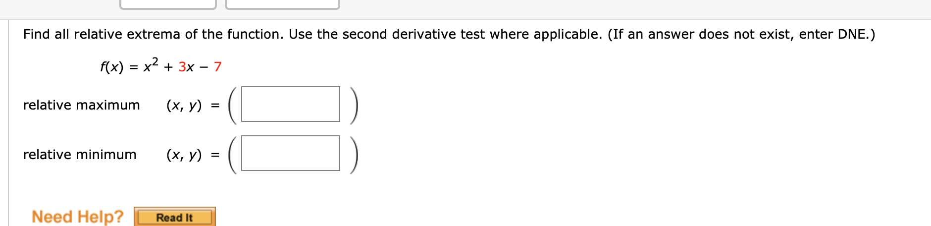 Find all relative extrema of the function. Use