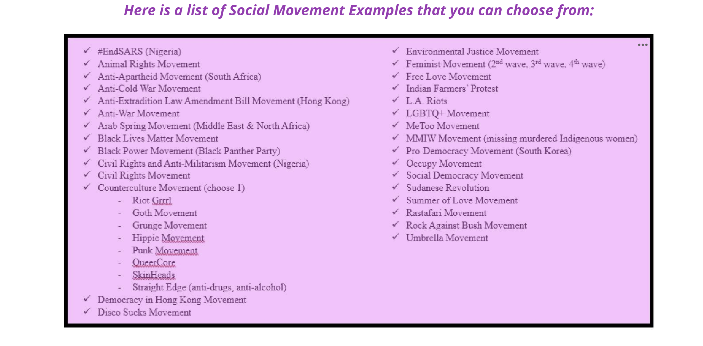 A social movement often brings about political