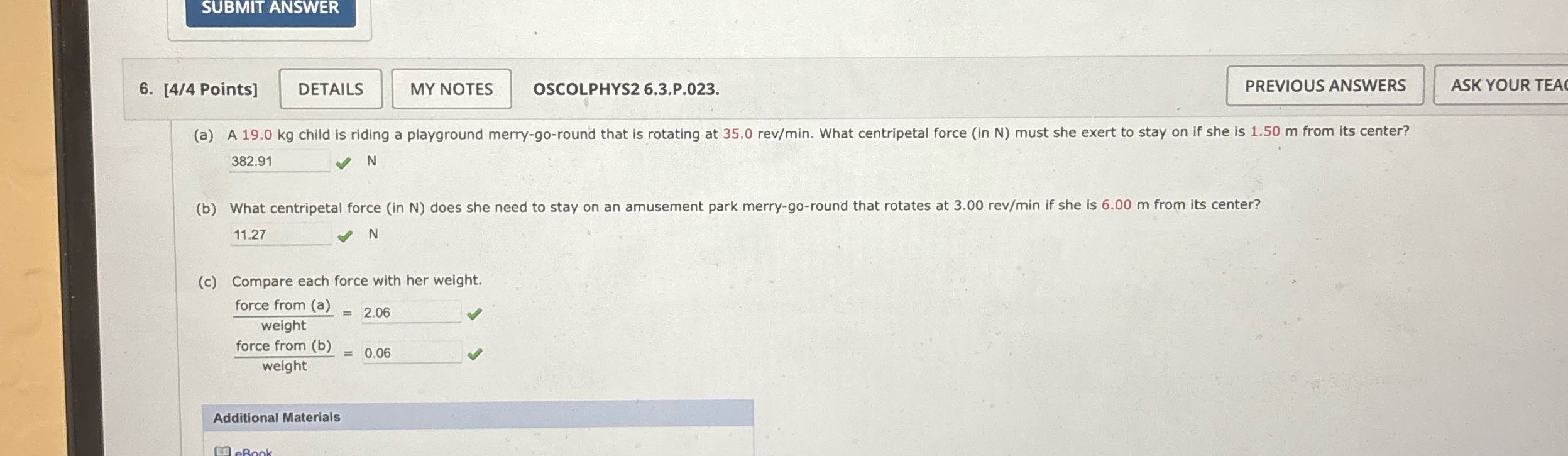 SUBMIT ANSWER 6. [4/4 Points] DETAILS MY NOTES