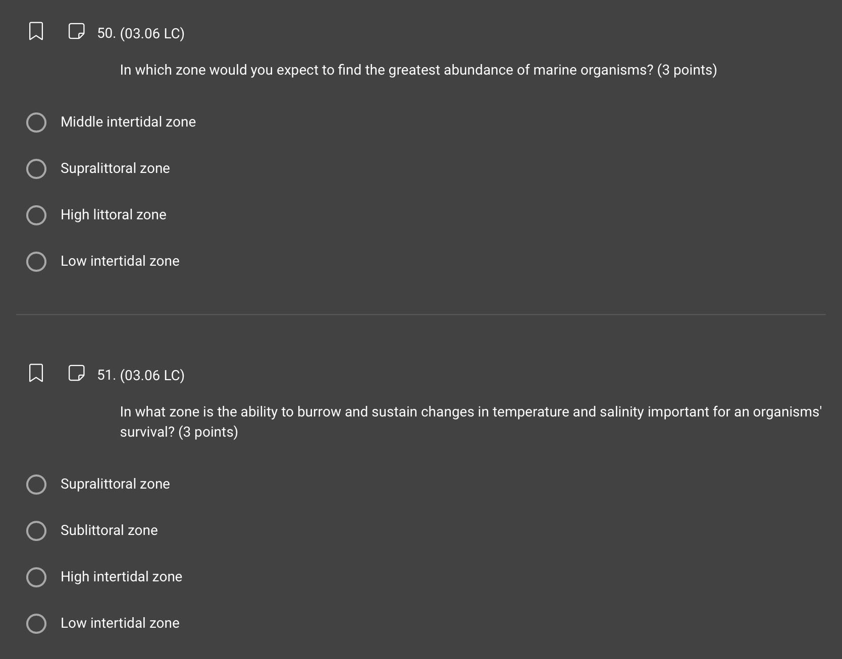 50. (03.06 LC) In which zone would you expect to