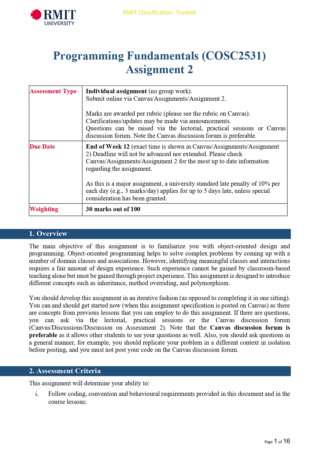 RMIT UNIVERSITY Programming Fundamentals