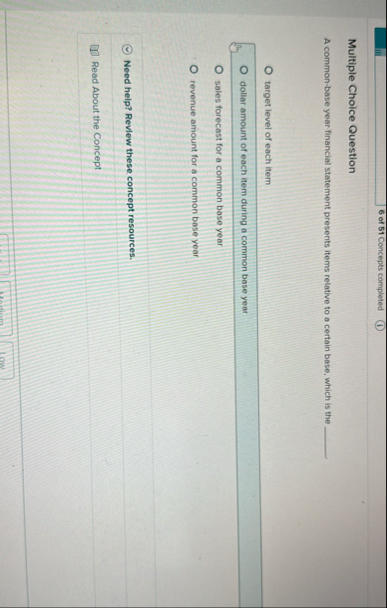 6 of 5 1 Concepts completed ( i ) Multiple Choice