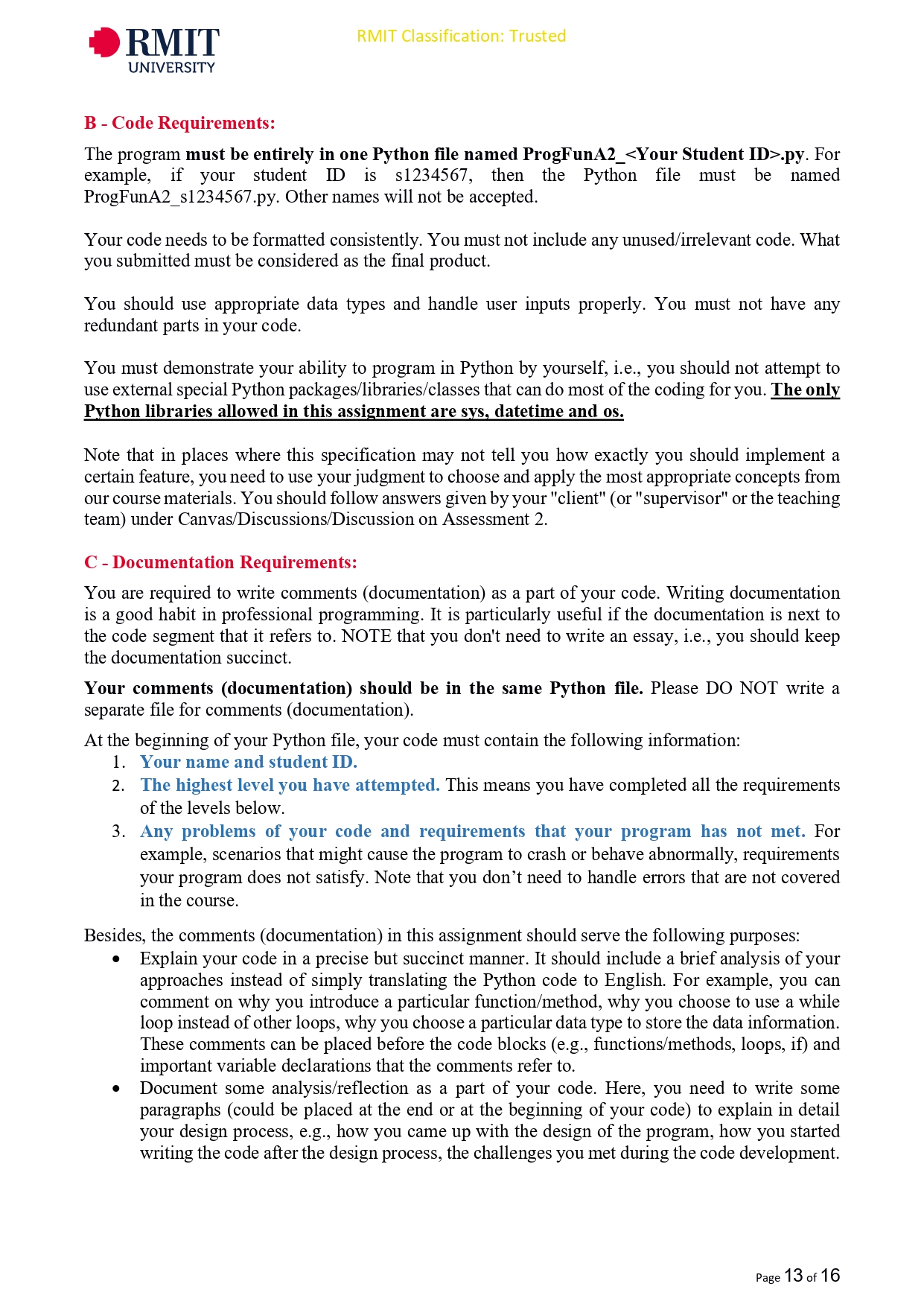 RMIT UNIVERSITY Programming Fundamentals