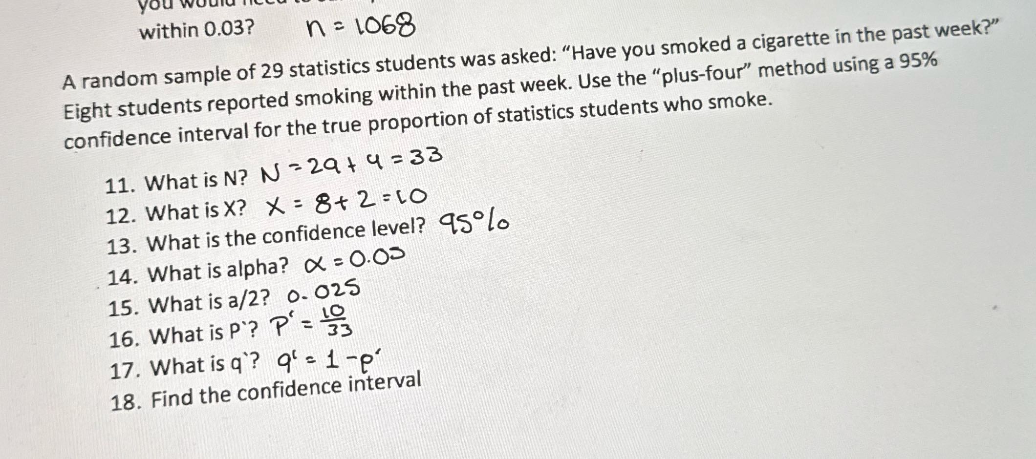 you would within 0.03? n = 1068 A random sample