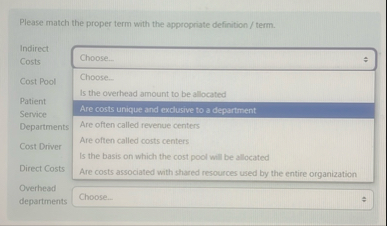 Please match the proper term with the appropriate