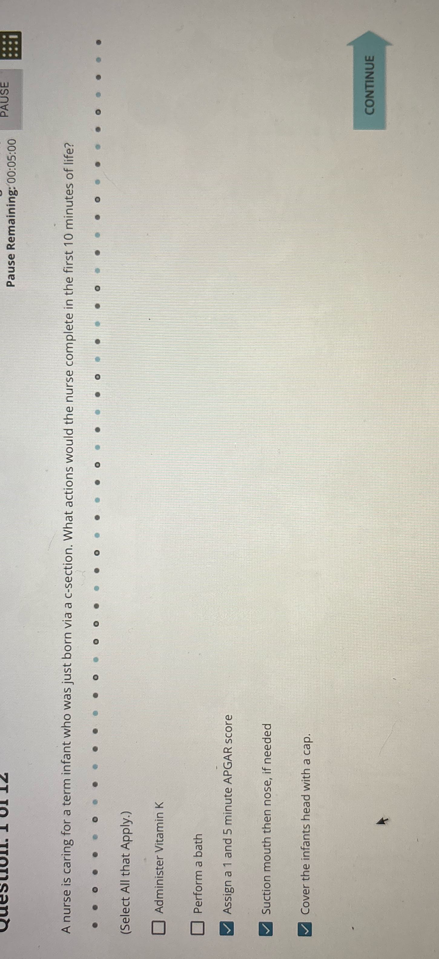 Pause Remaining: 00:05:00 PAUSE A nurse is caring