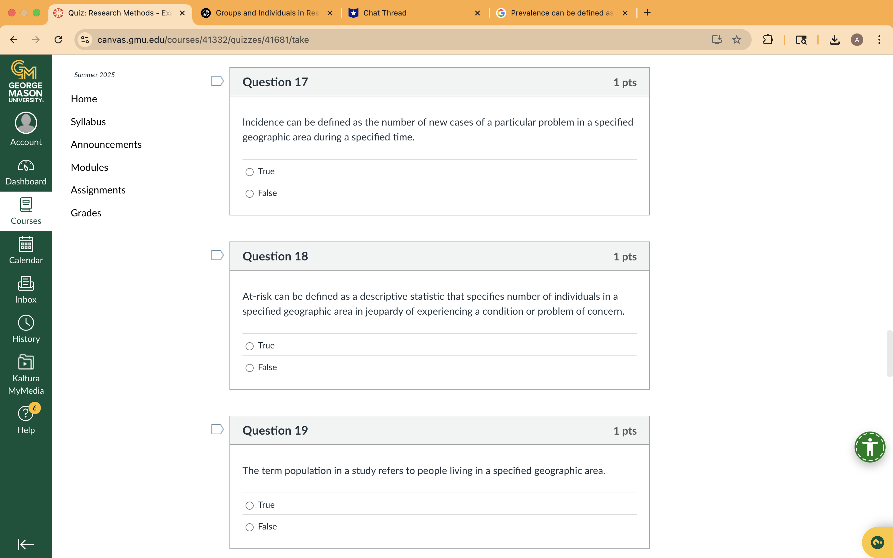 4 Quiz: Research Methods - Exc X Groups and